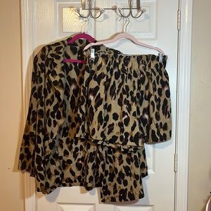 Leopard Print Two Piece SHORTS set